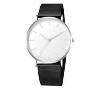 RORIOS Montre Homme Quartz Bracelet en Acier Inoxydable Maille Élégant Minimaliste Étanche Plusieurs Couleurs pour Quotidien/Bureau/Rendez-Vous Blanc Argent A
