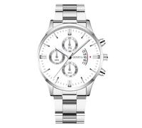 RORIOS Montre Homme Quartz Bracelet en Acier Inoxydable Plusieurs Couleurs Étanche à l'eau Quotidienne Léger Montres Casual Quotidienne pour Hommes Argent Blanc
