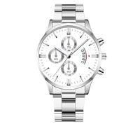 RORIOS Montre Homme Quartz Bracelet en Acier Inoxydable Plusieurs Couleurs Étanche à l'eau Quotidienne Léger Montres Casual Quotidienne pour Hommes Argent Blanc
