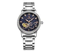 RORIOS Montre Mécanique Automatique Femme Lumineuses Montre Brillant Ciel étoilé Dial Acier Inoxydable Cadran en Diamant Simulé Bracelet Dames Montres