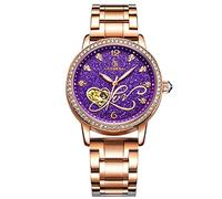 RORIOS Montre Mécanique Automatique Femme Lumineuses Montre Brillant Ciel étoilé Dial Acier Inoxydable Cadran en Diamant Simulé Bracelet Dames Montres