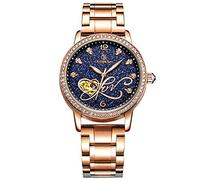RORIOS Montre Mécanique Automatique Femme Lumineuses Montre Brillant Ciel étoilé Dial Acier Inoxydable Cadran en Diamant Simulé Bracelet Dames Montres