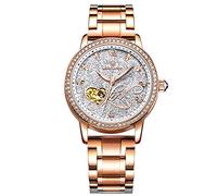 RORIOS Montre Mécanique Automatique Femme Lumineuses Montre Brillant Ciel étoilé Dial Acier Inoxydable Cadran en Diamant Simulé Bracelet Dames Montres