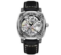RORIOS Montre Mécanique Homme Tourbillon Squelette de Poignet Imperméable Automatique Vintage Carré avec Bracelet en Cuir Lumineux