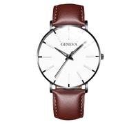 RORIOS Montre Minimaliste Stylée pour Hommes Bracelet Cuir Mailles élégant Mouvement Quartz Précis Blanc Noir et Marron