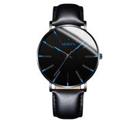 RORIOS Montre Minimaliste Stylée pour Hommes Bracelet Cuir Mailles élégant Mouvement Quartz Précis Bleu et Noir A