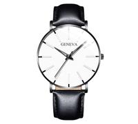 RORIOS Montre Minimaliste Stylée pour Hommes Bracelet Cuir Mailles élégant Mouvement Quartz Précis Blanc et Noir A
