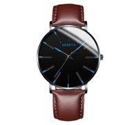 RORIOS Montre Minimaliste Stylée pour Hommes Bracelet Cuir Mailles élégant Mouvement Quartz Précis Bleu Noir et Marron
