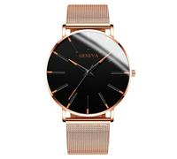 RORIOS Montre Minimaliste Stylée pour Hommes Bracelet Cuir Mailles élégant Mouvement Quartz Précis Or