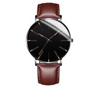 RORIOS Montre Minimaliste Stylée pour Hommes Bracelet Cuir Mailles élégant Mouvement Quartz Précis Or Noir et Marron