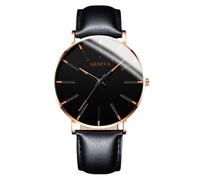 RORIOS Montre Minimaliste Stylée pour Hommes Bracelet Cuir Mailles élégant Mouvement Quartz Précis Or et Noir A