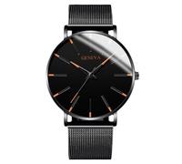 RORIOS Montre Minimaliste Stylée pour Hommes Bracelet Cuir Mailles élégant Mouvement Quartz Précis Or Rose et Noir