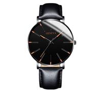 RORIOS Montre Minimaliste Stylée pour Hommes Bracelet Cuir Mailles élégant Mouvement Quartz Précis Or Rose et Noir A