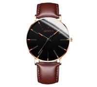 RORIOS Montre Minimaliste Stylée pour Hommes Bracelet Cuir Mailles élégant Mouvement Quartz Précis Or et Marron