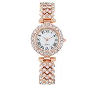 RORIOS Montre Mode Femme avec Accents Cristaux Bracelet Métal Élégante Montres Quartz pour Le Port Quotidien Or Rose