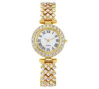 RORIOS Montre Mode Femme avec Accents Cristaux Bracelet Métal Élégante Montres Quartz pour Le Port Quotidien Or