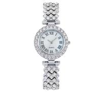 RORIOS Montre Mode Femme avec Accents Cristaux Bracelet Métal Élégante Montres Quartz pour Le Port Quotidien Argent