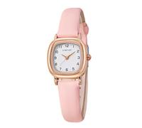 RORIOS Montre Quartz Analogique Carré Montre avec Bracelet en Cuir étanche Watches Affichage Analogique Simple Classic pour Femme Rose