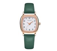 RORIOS Montre Quartz Analogique Carré Montre avec Bracelet en Cuir étanche Watches Affichage Analogique Simple Classic pour Femme Vert