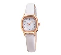RORIOS Montre Quartz Analogique Carré Montre avec Bracelet en Cuir étanche Watches Affichage Analogique Simple Classic pour Femme Blanc