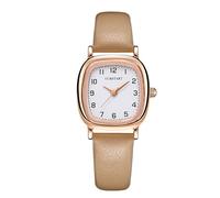 RORIOS Montre Quartz Analogique Carré Montre avec Bracelet en Cuir étanche Watches Affichage Analogique Simple Classic pour Femme Jaune