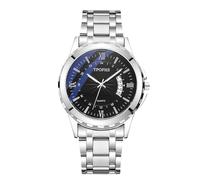 RORIOS Montre Quartz Classique Homme avec Chiffres Romains Fonction Date Montres à Bracelet en Acier Inoxydable pour Affaires & Loisirs Noir