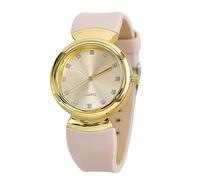 RORIOS Montre Quartz Femme avec Cadran Accentué Diamants Bracelet en Silicone Montres Casual Mode Étanche pour Usage Quotidien & Cadeau Beige