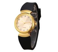 RORIOS Montre Quartz Femme avec Cadran Accentué Diamants Bracelet en Silicone Montres Casual Mode Étanche pour Usage Quotidien & Cadeau Or Noir
