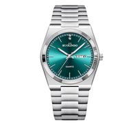 RORIOS Montre Quartz Homme Affichage Jour-Date Bracelet Acier Inoxydable Ton Or Rose-Argent Montres de Bureau/décontractée/Outdoor Wristwatch Argent Pur Vert