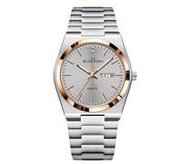 RORIOS Montre Quartz Homme Affichage Jour-Date Bracelet Acier Inoxydable Ton Or Rose-Argent Montres de Bureau/décontractée/Outdoor Wristwatch Or Rose Gris