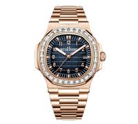 RORIOS Montre Quartz Homme Affichage Jour-Date Bracelet Acier Inoxydable Ton Or Rose-Argent Montres de Bureau/décontractée/Outdoor Wristwatch Rose Bleu