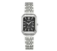 RORIOS Montre Rectangle Femme Montres Bracelet en Acier Inoxydable Watch à Quartz pour Le Port Quotidien et Cadeau Argent Noir