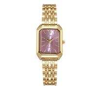 RORIOS Montre Rectangle Femme Montres Bracelet en Acier Inoxydable Watch à Quartz pour Le Port Quotidien et Cadeau Or Violet