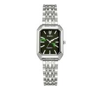 RORIOS Montre Rectangle Femme Montres Bracelet en Acier Inoxydable Watch à Quartz pour Le Port Quotidien et Cadeau Argent Vert