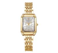 RORIOS Montre Rectangulaire Femme Montres Bracelet en Acier Inoxydable de Mode Watch à Quartz Robe Élégante et Décontractée Or Blanc