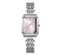 RORIOS Montre Rectangulaire Femme Montres Bracelet en Acier Inoxydable de Mode Watch à Quartz Robe Élégante et Décontractée Argent Rose