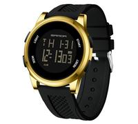 RORIOS Montre Simple Électronique Montre de Poignet Homme Numérique Montre Multifonction Sport Montre Décontracté Étanche Bracelet en Silicone Noir Or A