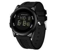 RORIOS Montre Simple Électronique Montre de Poignet Homme Numérique Montre Multifonction Sport Montre Décontracté Étanche Bracelet en Silicone Noir A
