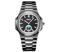 RORIOS Montre Simple pour Homme Décontracté Quartz Étanche Avec Calendrier Lumineuse Analogique Bracelet Acier Inoxydable Noir Blanc B