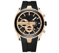 RORIOS Montre Sport pour Homme Multifonction Chronographe Décontractée Quartz Analogique avec Bracelet en Silicone Noir Or