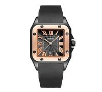 RORIOS Montre Sport Unisexe avec Cadran Carré et Bracelet en Silicone Montres à Bracelet Casual Étanche pour Plein Air Travail Rendez-Vous Noir