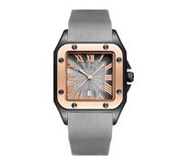 RORIOS Montre Sport Unisexe avec Cadran Carré et Bracelet en Silicone Montres à Bracelet Casual Étanche pour Plein Air Travail Rendez-Vous Gris