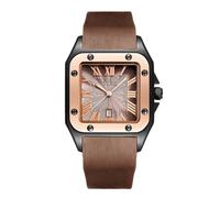 RORIOS Montre Sport Unisexe avec Cadran Carré et Bracelet en Silicone Montres à Bracelet Casual Étanche pour Plein Air Travail Rendez-Vous Marron