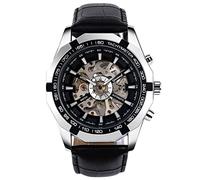 RORIOS Montre Squelette Homme Automatique Mécanique Avec Bracelet en Cuir Lumineuse Pour Hommes