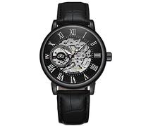 RORIOS Montre Squelette Homme Mécanique Automatique Montres avec Bracelet en Cuir Classique Lumineux Montres-Bracelets pour Hommes