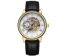 RORIOS Montre Squelette Homme Mécanique Automatique Montres avec Bracelet en Cuir Classique Lumineux Montres-Bracelets pour Hommes