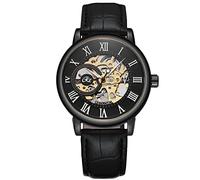 RORIOS Montre Squelette Homme Mécanique Automatique Montres avec Bracelet en Cuir Classique Lumineux Montres-Bracelets pour Hommes