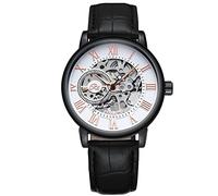 RORIOS Montre Squelette Homme Mécanique Automatique Montres avec Bracelet en Cuir Classique Lumineux Montres-Bracelets pour Hommes
