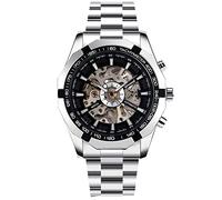 RORIOS Montre Squelette Homme Montre Automatique Mécanique avec Bracelet en Acier Inoxydable Lumineuses Montre-Bracelet pour Hommes