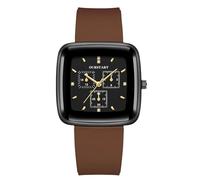 RORIOS Montre Unisexe Chronographe Analogique à Quartz Montres Carrées avec Bracelet en Silicone Mode Sport étanche Watches Marron